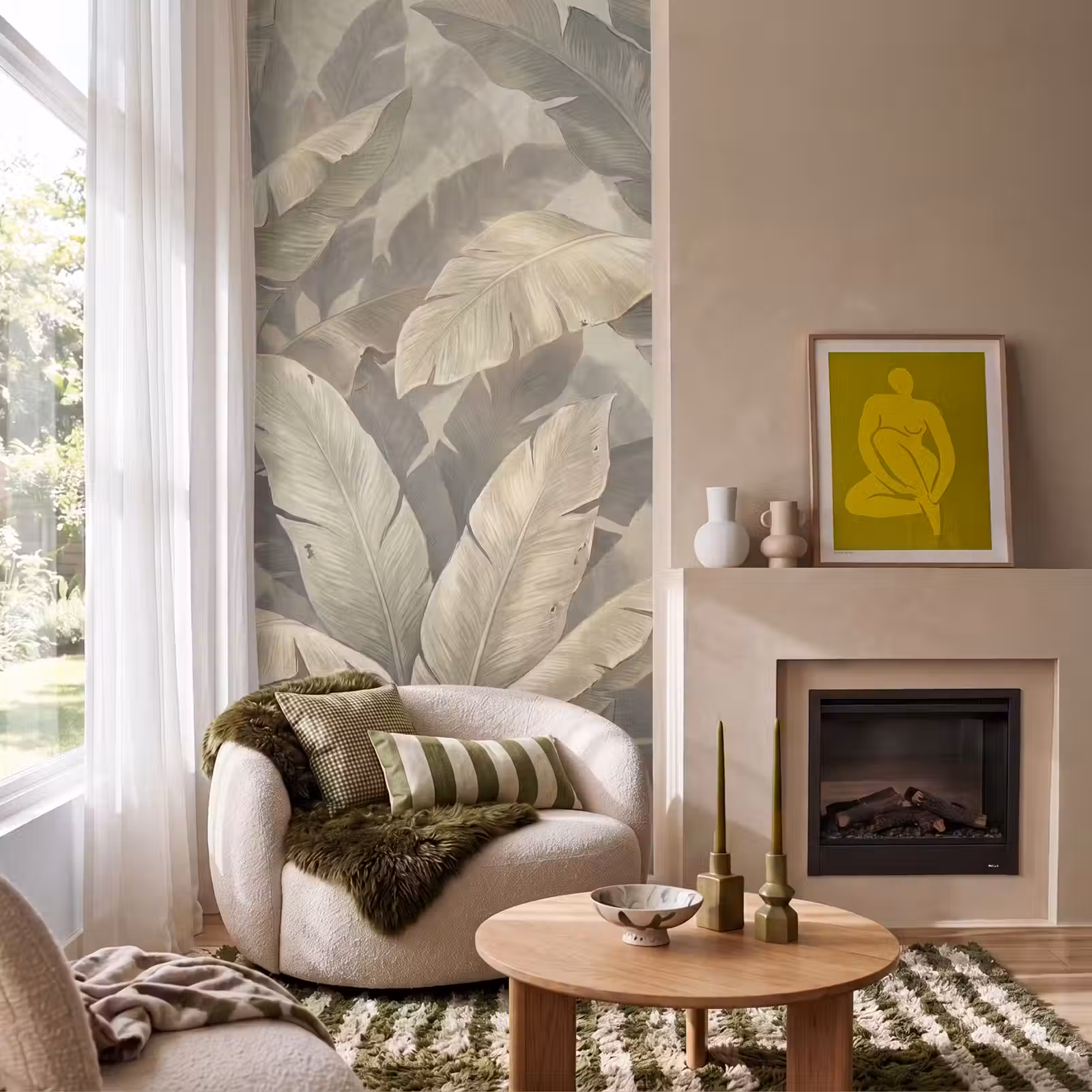 Behang - Bladeren - Tropisch - Natuur - Modern - Beige — 1