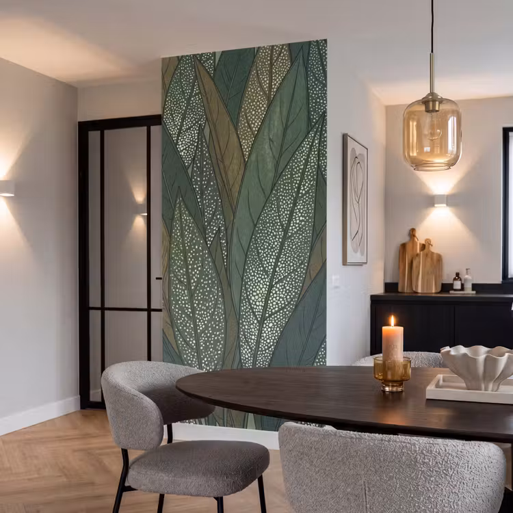 Behang - Bladeren - Patroon - Gestippeld - Natuur - Groen — 5