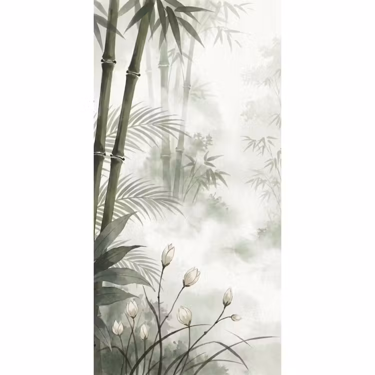 Behang - Bloemen - Knop - Tuin - Illustratie - Wit — 2