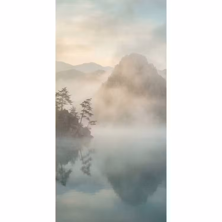 Behang - Landschap - Bergen - Mist - Water - Natuur — 2