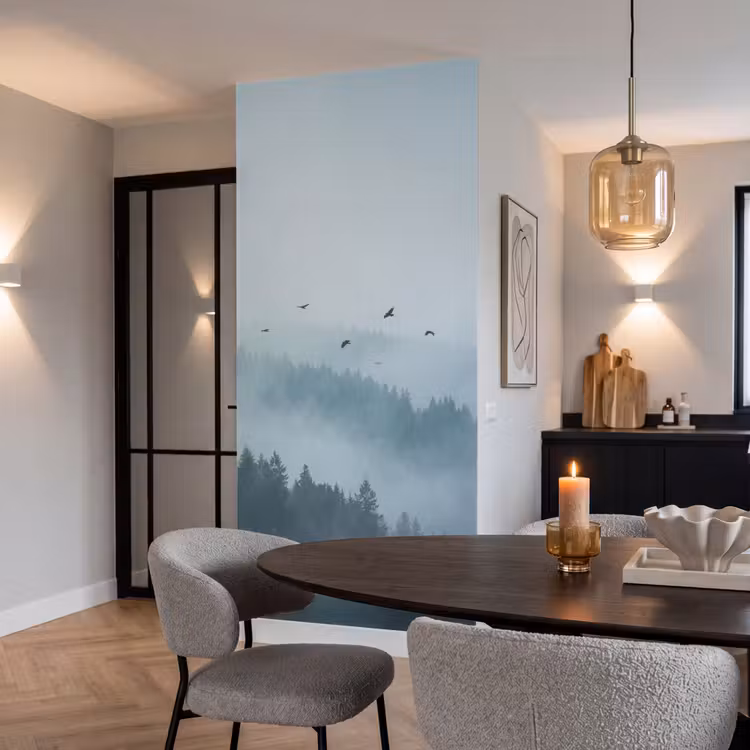 Behang - Bos - Mist - Vogels - Natuur - Groen — 5