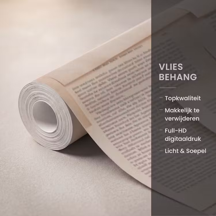 Behang - Boekpagina - Collage - Literatuur - Vintage - Beige — 3