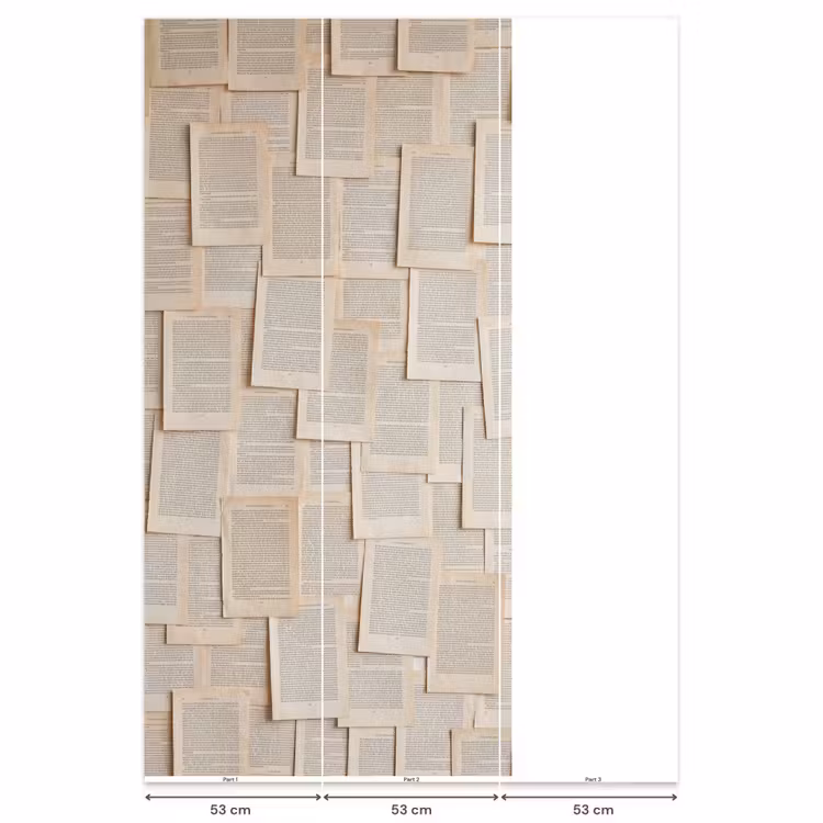 Behang - Boekpagina - Collage - Literatuur - Vintage - Beige — 6