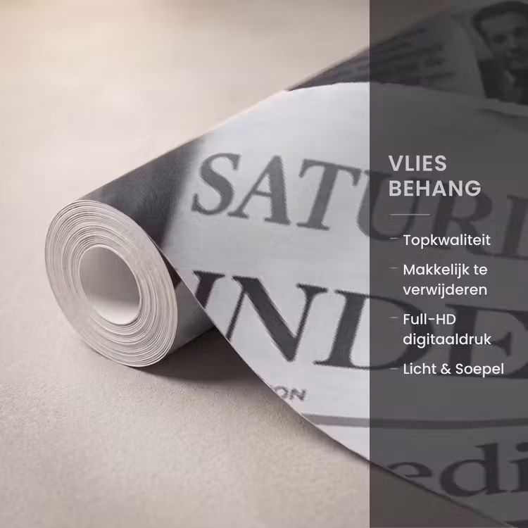 Behang - Krant - Stapel - Nieuws - Zwart-wit — 3