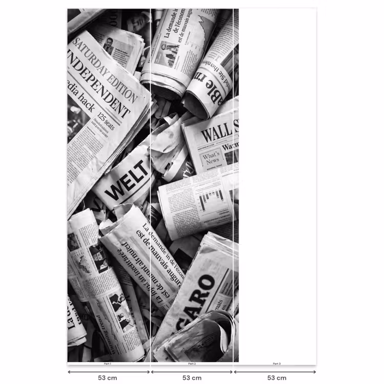 Behang - Krant - Stapel - Nieuws - Zwart-wit — 6