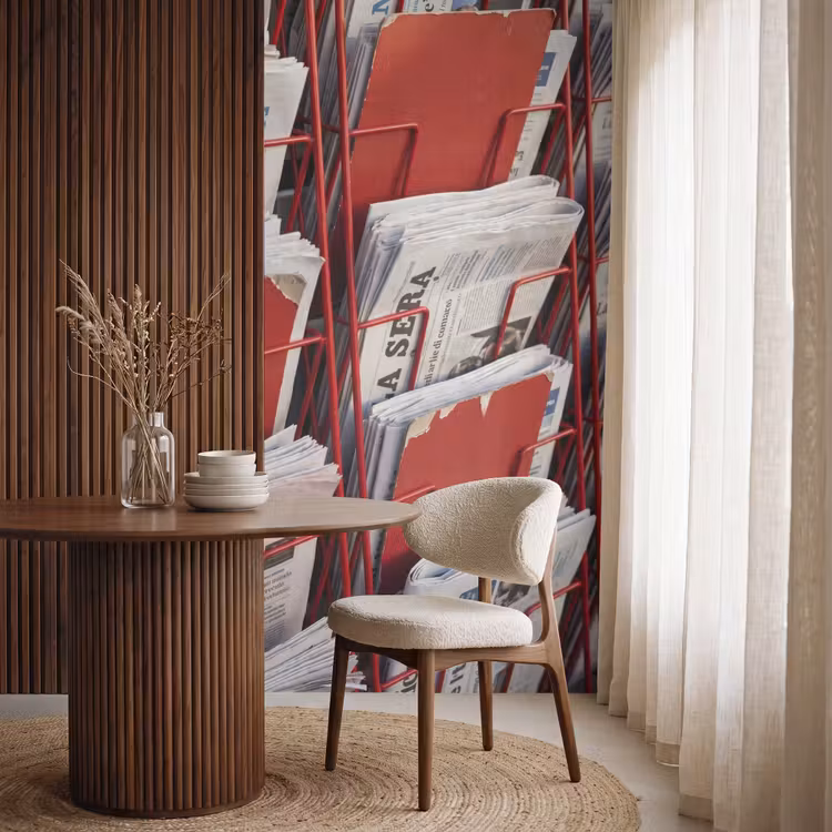 Behang - Kranten - Rek - Stedelijk - Dagelijks leven - Rood — 4