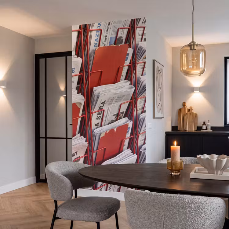 Behang - Kranten - Rek - Stedelijk - Dagelijks leven - Rood — 5