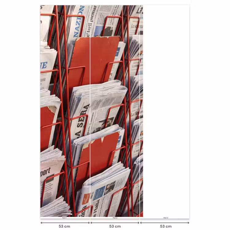 Behang - Kranten - Rek - Stedelijk - Dagelijks leven - Rood — 6