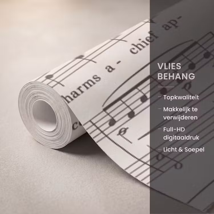 Behang - Bladmuziek - Oud - Noten - Vintage - Beige — 3