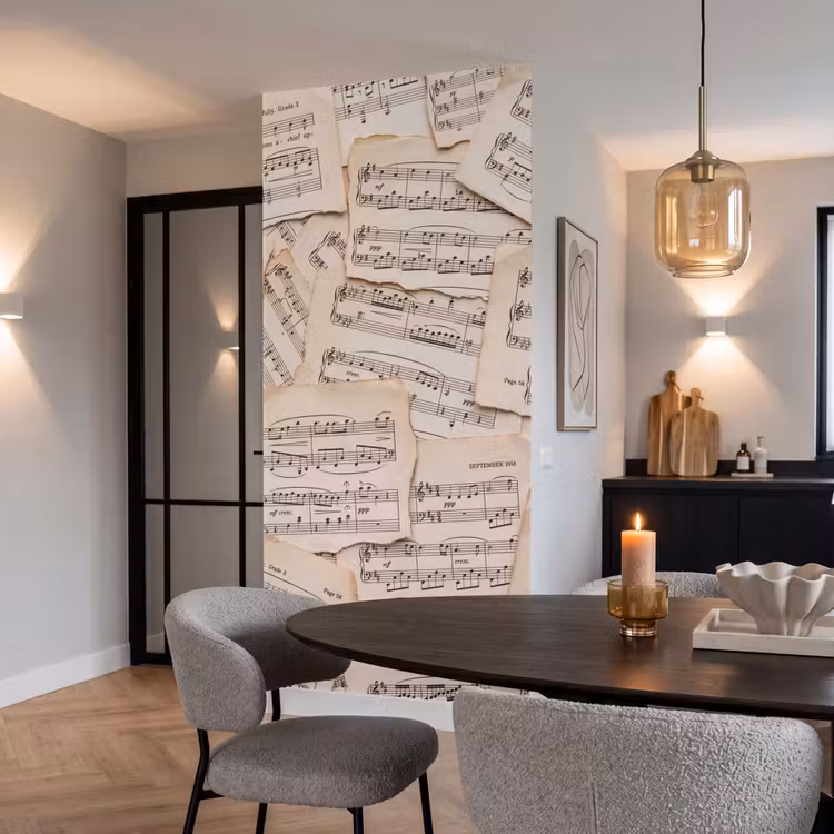 Behang - Bladmuziek - Oud - Noten - Vintage - Beige — 5