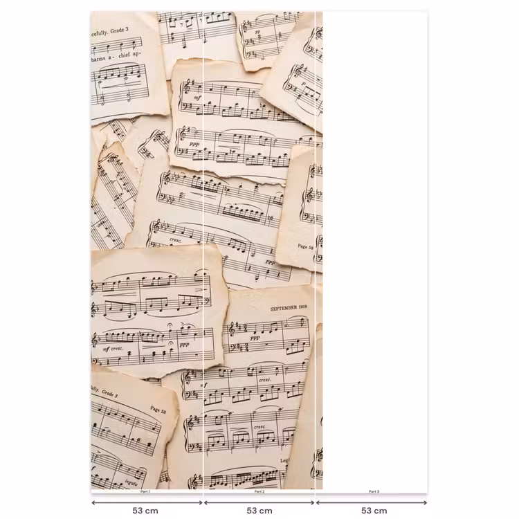 Behang - Bladmuziek - Oud - Noten - Vintage - Beige — 6