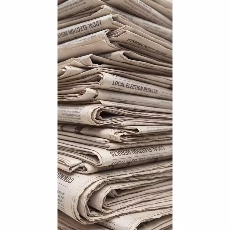 Behang - Kranten - Stapel - Nieuws - Vintage - Beige — 2