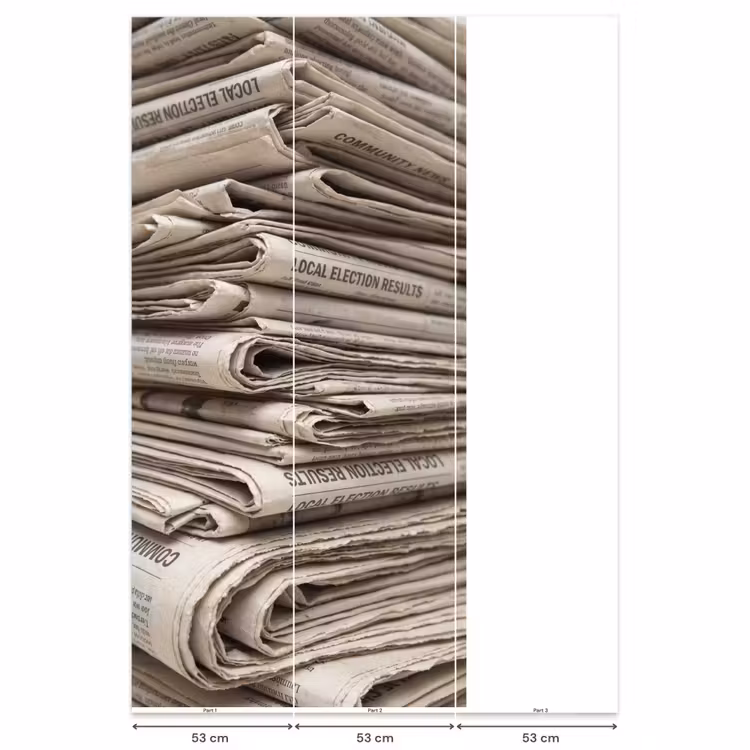 Behang - Kranten - Stapel - Nieuws - Vintage - Beige — 6