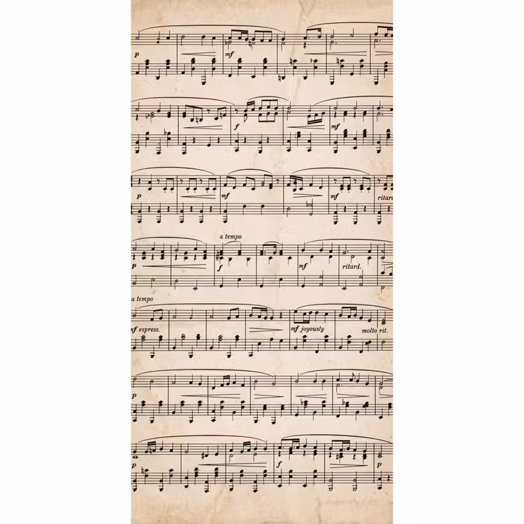 Behang - Muzieknotatie - Notenbalken - Kunst - Klassiek - Beige — 2
