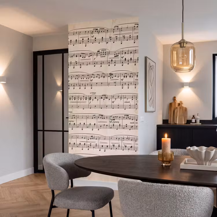 Behang - Muzieknotatie - Notenbalken - Kunst - Klassiek - Beige — 5