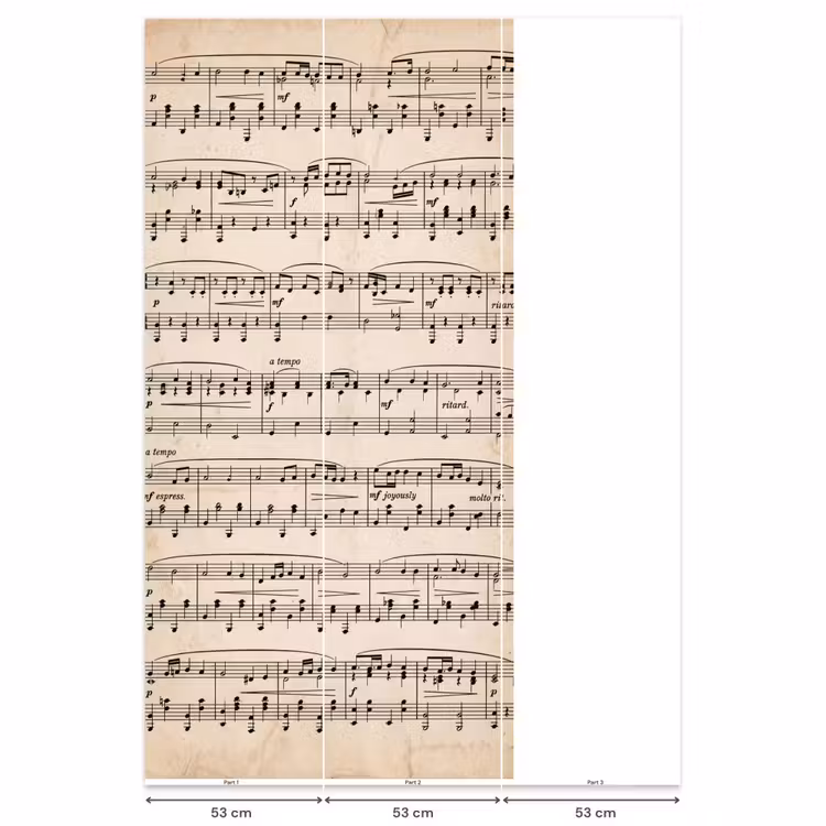 Behang - Muzieknotatie - Notenbalken - Kunst - Klassiek - Beige — 6
