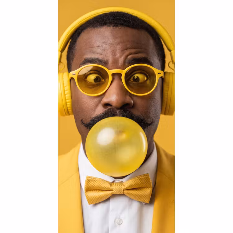Behang - Man - Bubblegum - Portret - Geel - Modern — 2