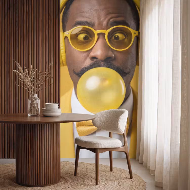 Behang - Man - Bubblegum - Portret - Geel - Modern — 4