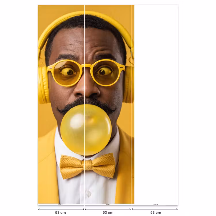 Behang - Man - Bubblegum - Portret - Geel - Modern — 6