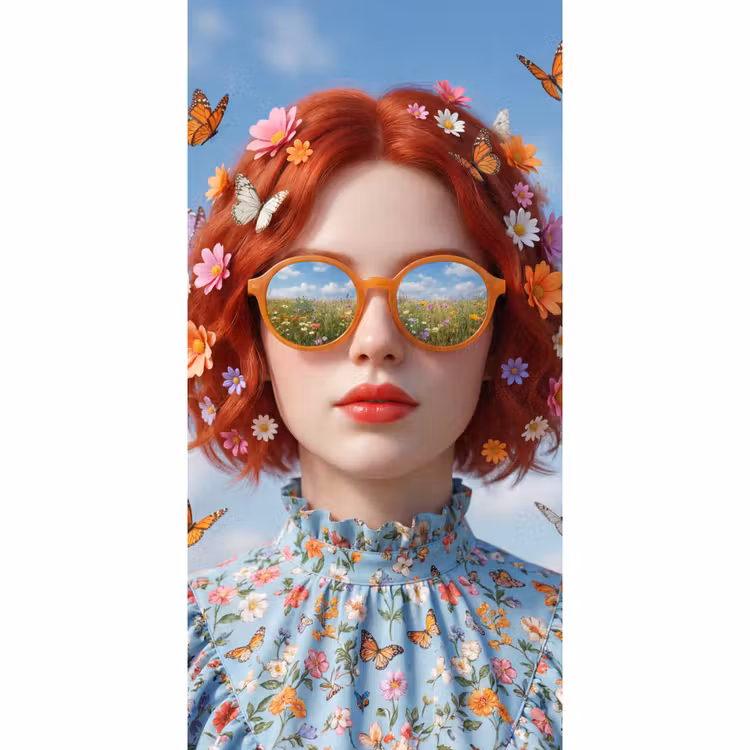Behang - Vrouw - Bloemen - Zomer - Portret - Kleurrijk — 2