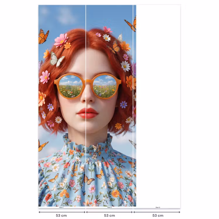 Behang - Vrouw - Bloemen - Zomer - Portret - Kleurrijk — 6