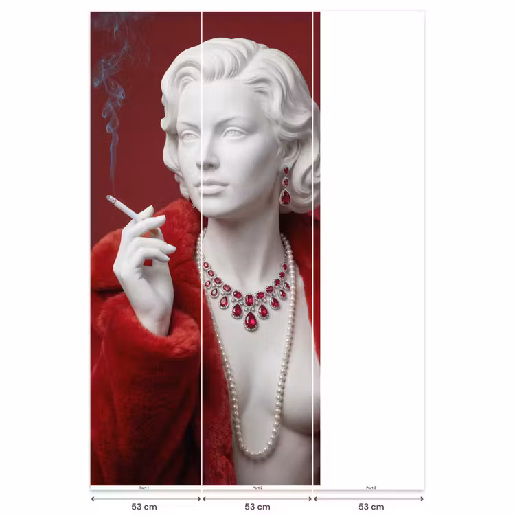 Behang - Vrouw - Bontjas - Mode - Klassiek - Rood — 6
