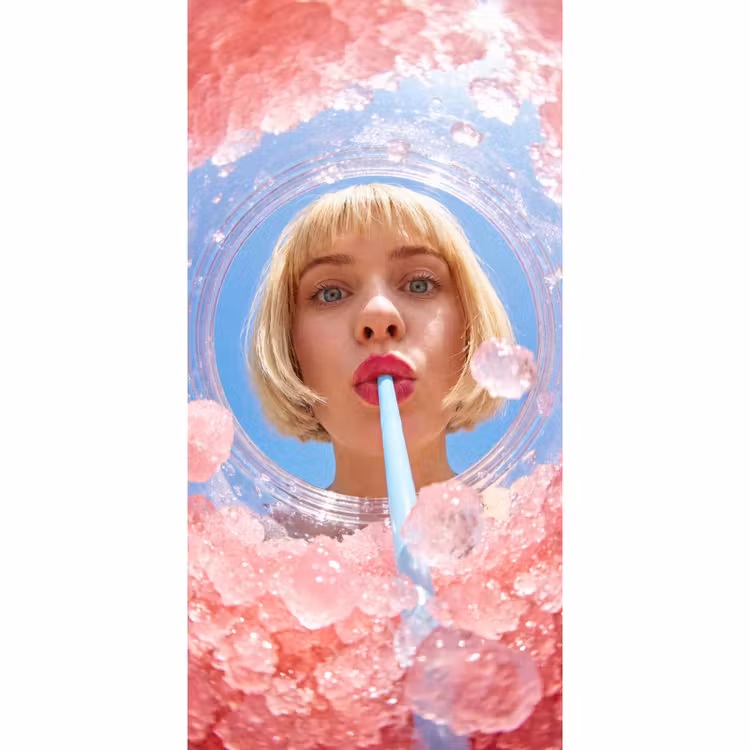 Behang - Vrouw - Drank - Zomer - Roze - Blauw — 2