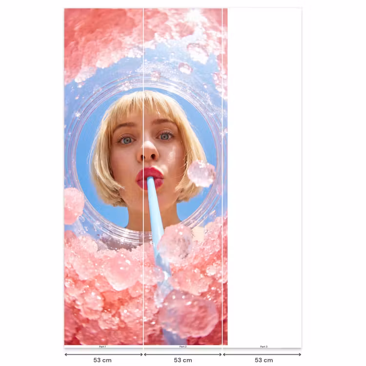 Behang - Vrouw - Drank - Zomer - Roze - Blauw — 6