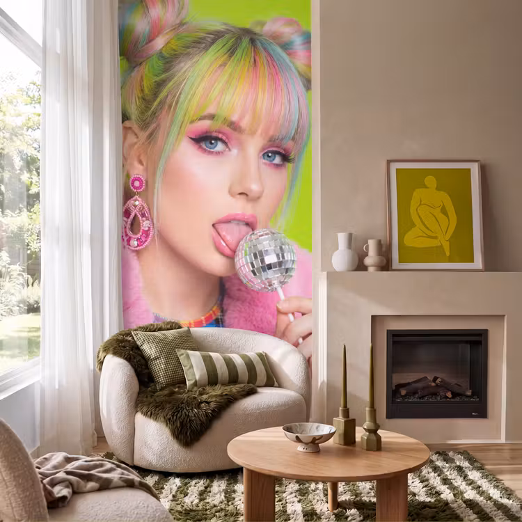 Behang - Vrouw - Kleurrijk haar - Pop art - Modern - Levendig β 1