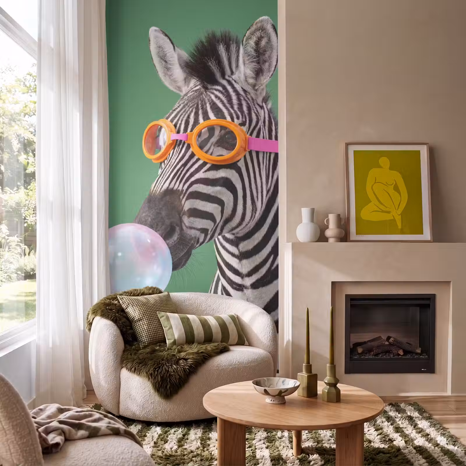 Behang - Dier - Bril - Bel - Modern - Groen — 1