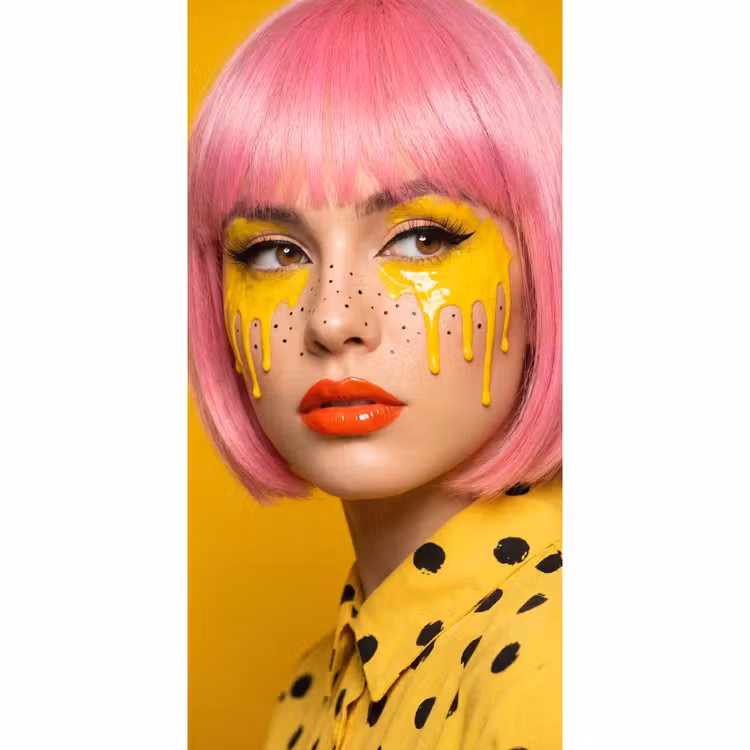 Behang - Vrouw - Portret - Abstract - Kleurrijk - Geel — 2
