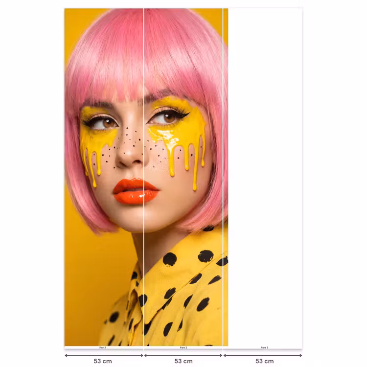 Behang - Vrouw - Portret - Abstract - Kleurrijk - Geel — 6