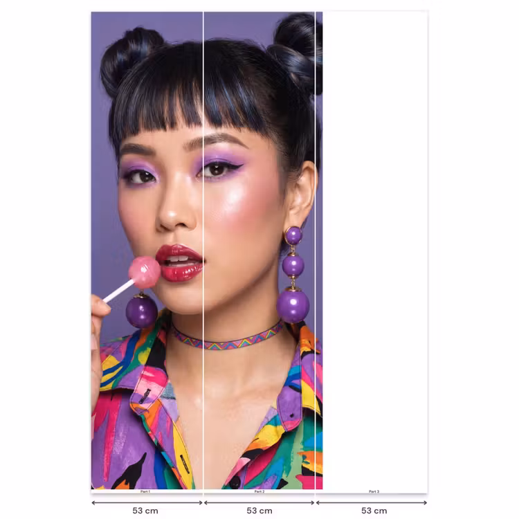 Behang - Vrouw - Portret - Make-up - Paars - Levendig — 6