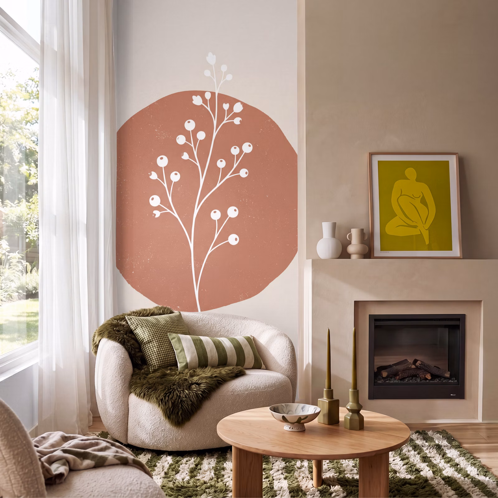 Behang - Takje met Besjes Terracotta Cirkel — 1