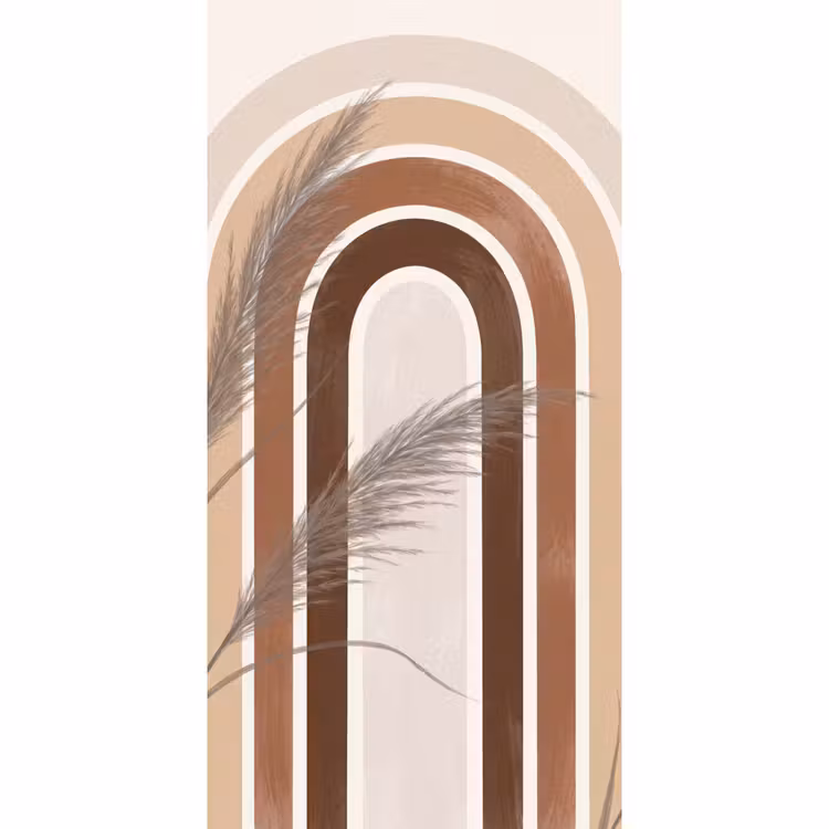 Behang - Pampasgras Boho Regenboog — 2