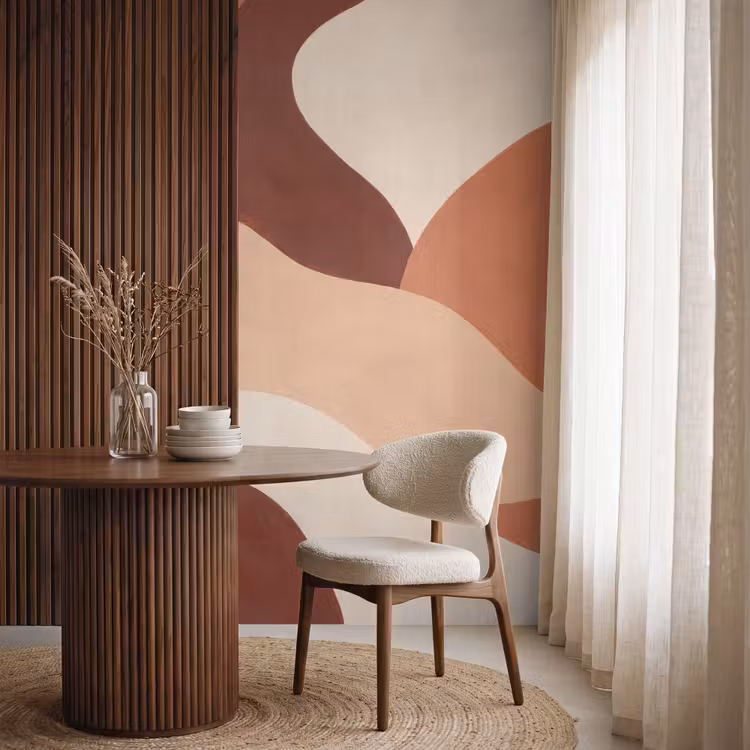 Behang - Abstracte Golvende Vormen Terracotta — 4