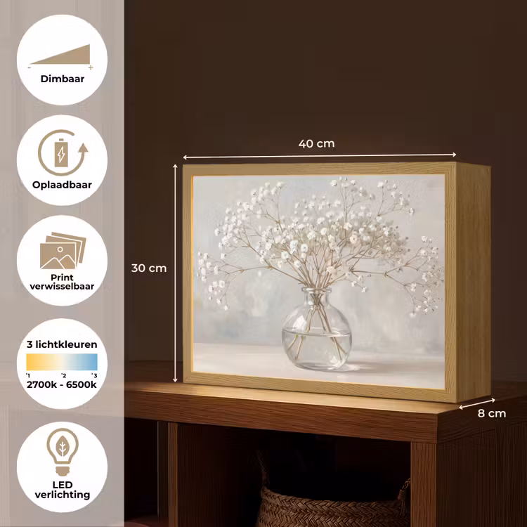 Lightbox - Wandlamp - Vaas - Gipskruid - Wit — 10