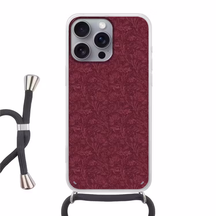 Telefoonhoesje met koord - Bladeren - Patroon - Paars