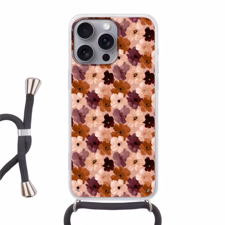 Telefoonhoesje met koord - Bloemen - Abstract - Aardetinten