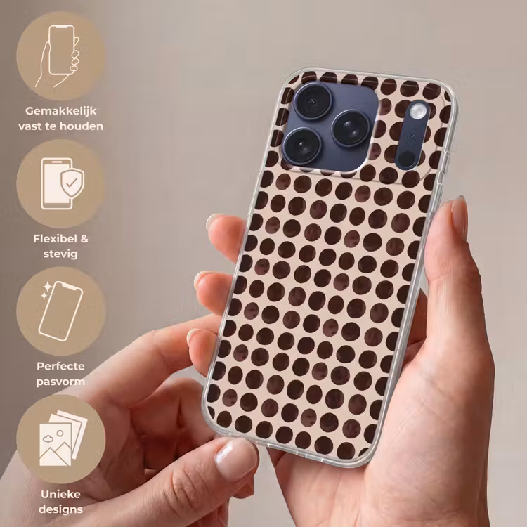 Telefoonhoesje Softcase - Stippen - Patroon - Bruin — 4
