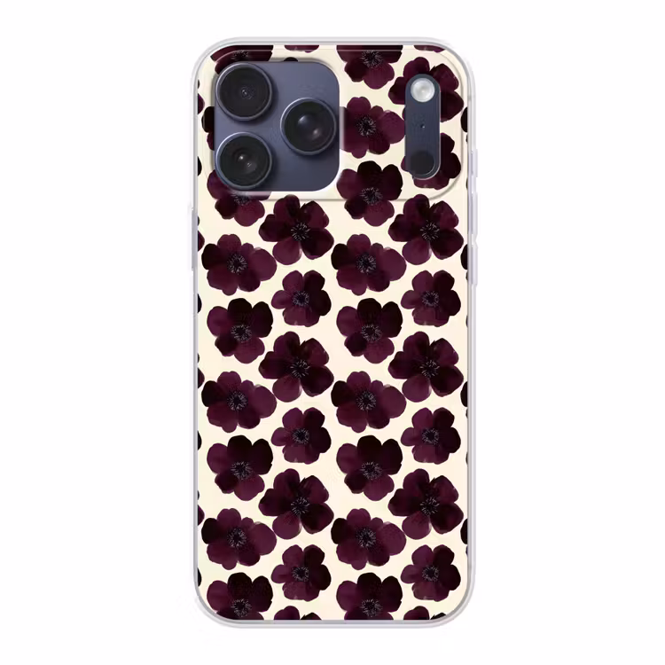 Telefoonhoesje Softcase - Bloemen - Aquarel - Paars
