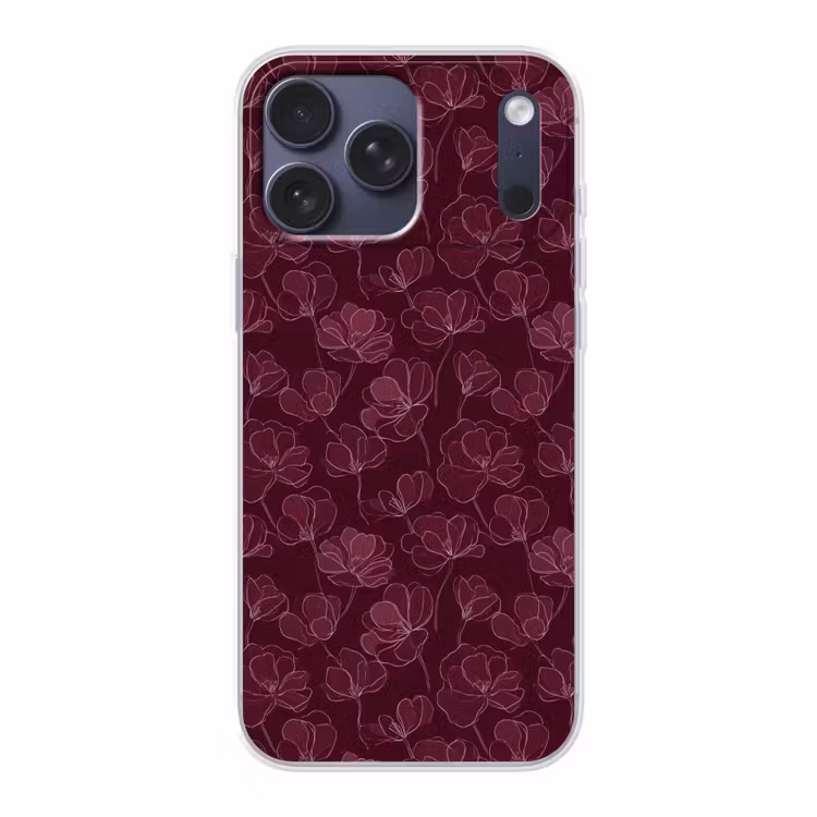 Telefoonhoesje Softcase - Bloemen - Patroon - Bordeauxrood
