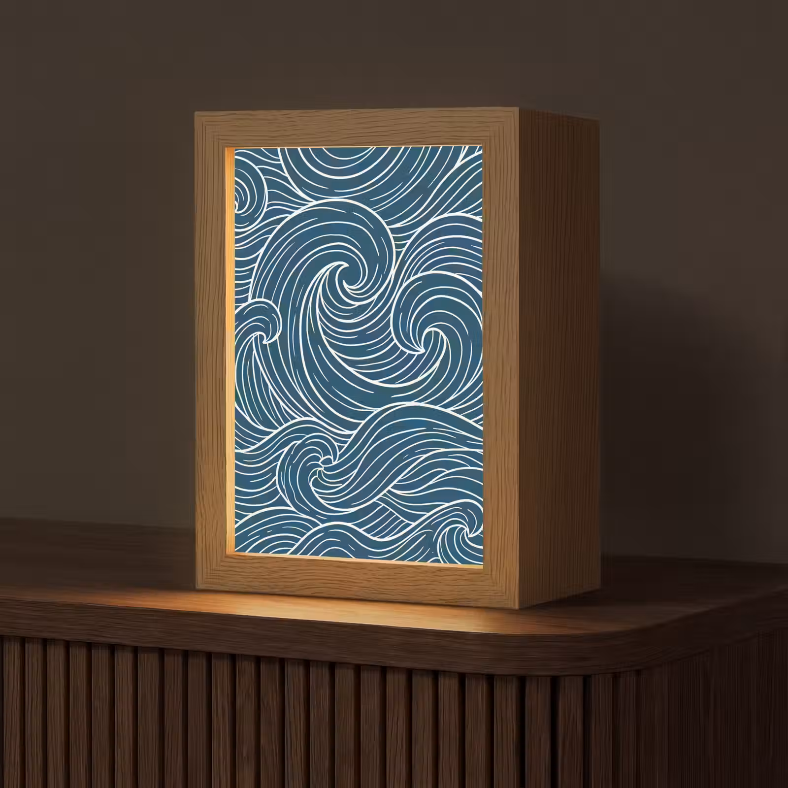 Gepersonaliseerde lightbox - Golven - Spiraal - Water - Abstract - Blauw — 1