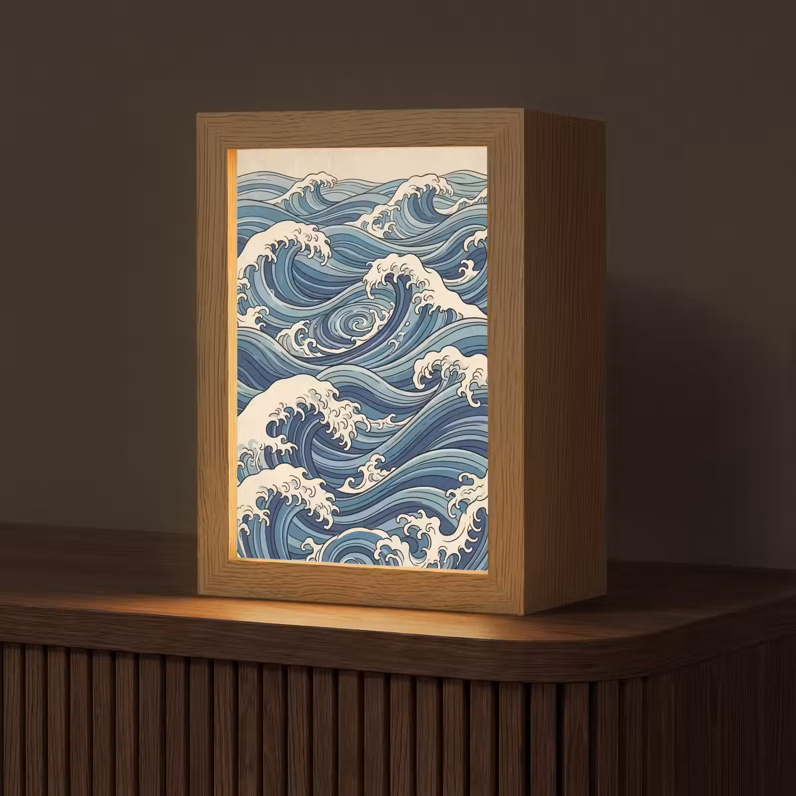 Gepersonaliseerde lightbox - Golven - Zee - Natuur - Abstract - Blauw — 1