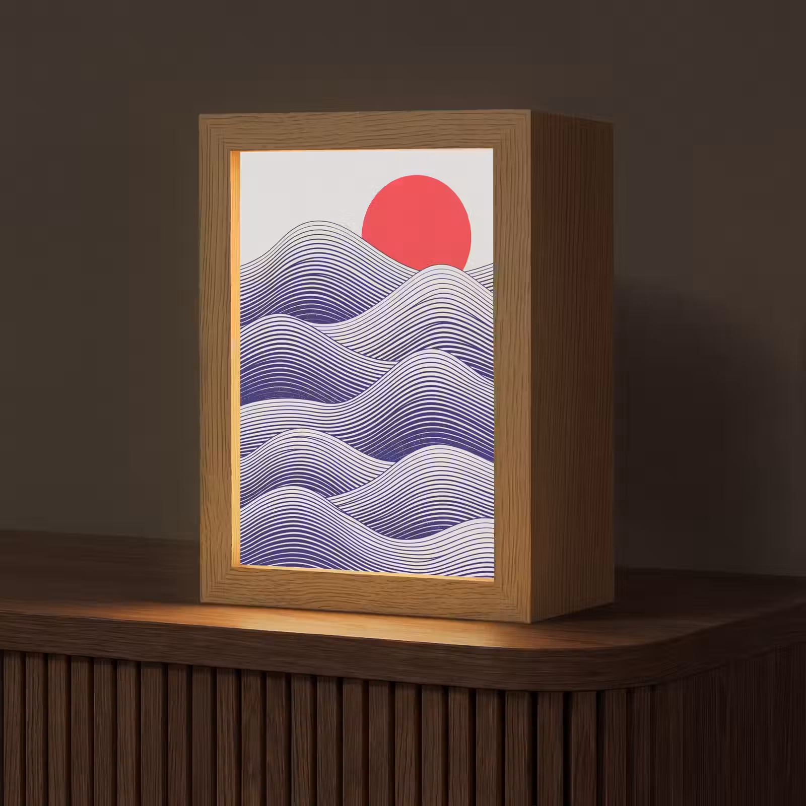 Gepersonaliseerde lightbox - Golven - Zon - Natuur - Abstract - Rood — 1