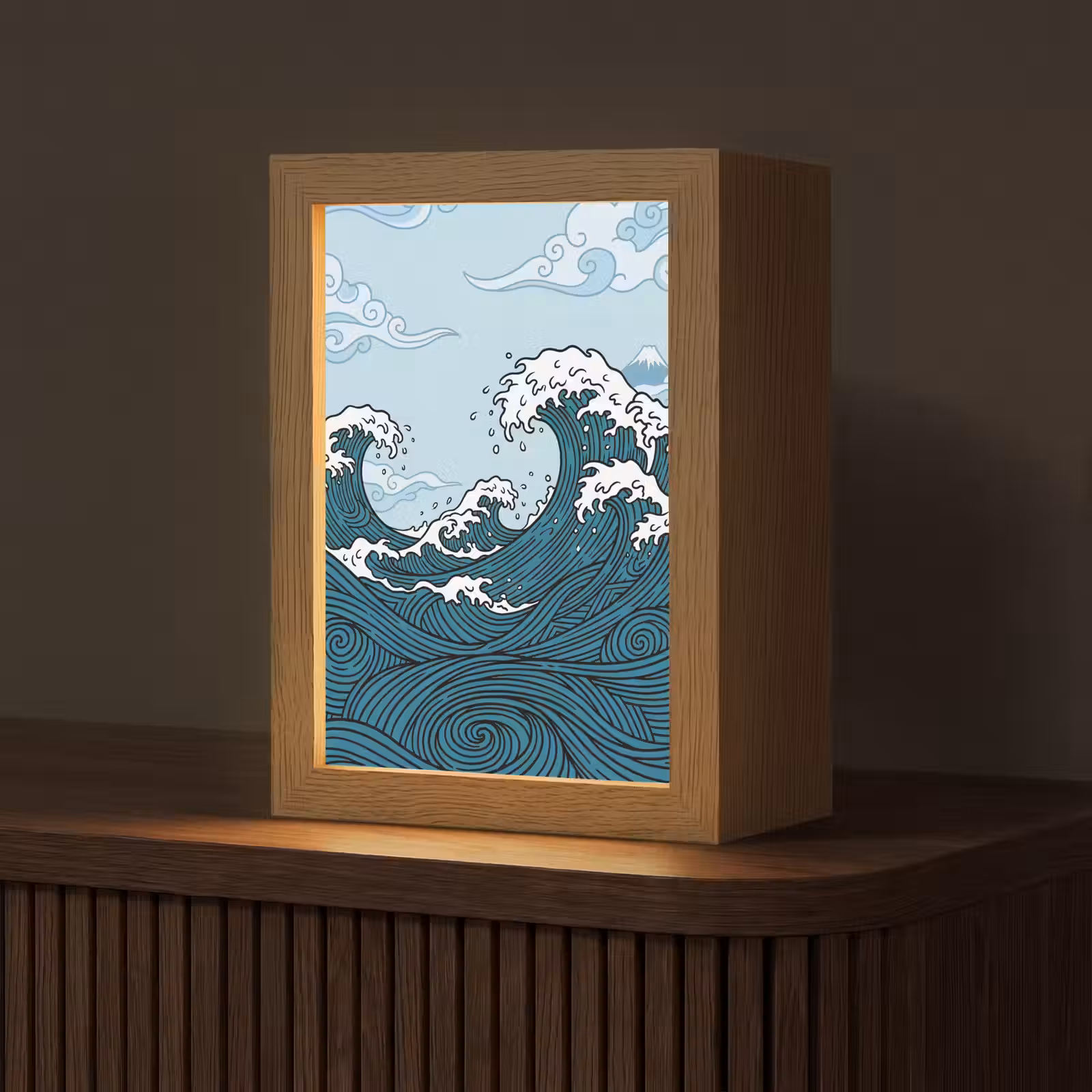 Gepersonaliseerde lightbox - Zee - Golven - Japans - Natuur - Blauw — 1