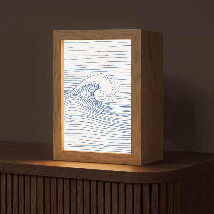 Gepersonaliseerde lightbox - Golf - Brekende - Natuur - Minimalistisch - Blauw — 1