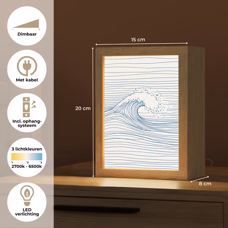 Gepersonaliseerde lightbox - Golf - Brekende - Natuur - Minimalistisch - Blauw — 7