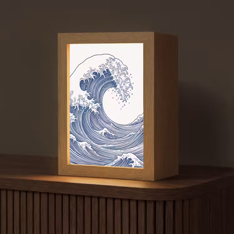 Gepersonaliseerde lightbox - Golf - Japans - Zee - Illustratie - Blauw — 1