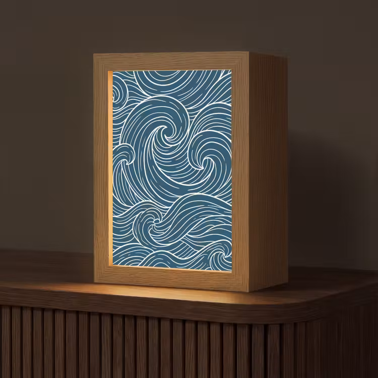 Gepersonaliseerde lightbox - Golven - Spiraal - Water - Abstract - Blauw — 1